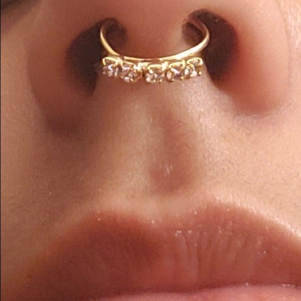 Copy New 0ne Gold  SEPTUM RING, No Piercing Needed.